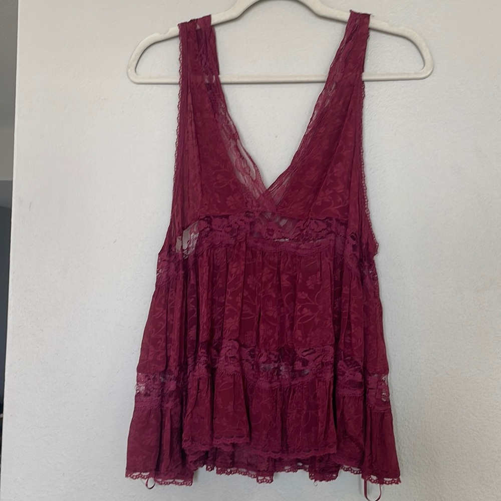 FreePeople lace maroon blouse